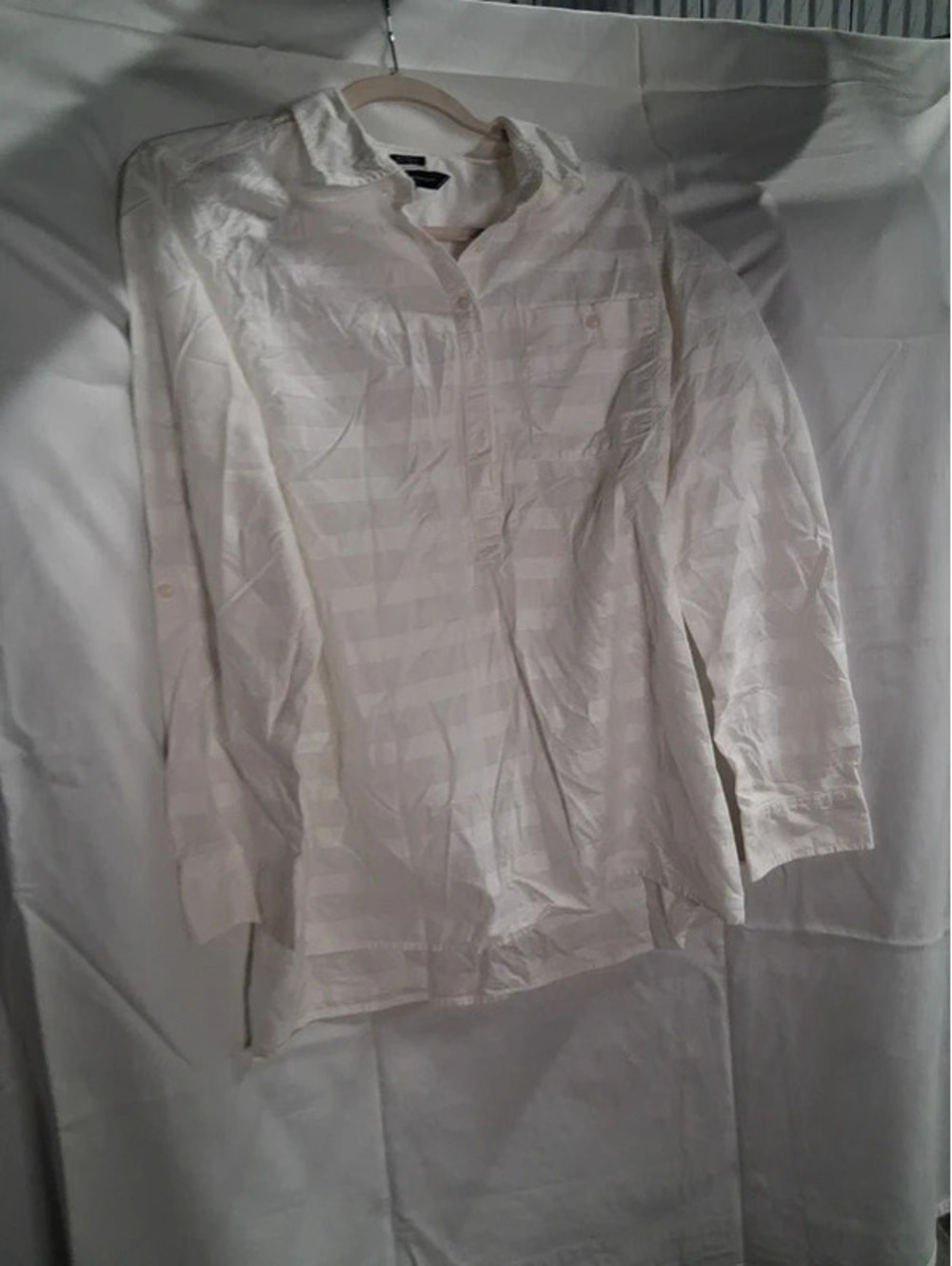 Tommy Hilfiger Blouse Women’s Large White Cotton Boyfriend Fit